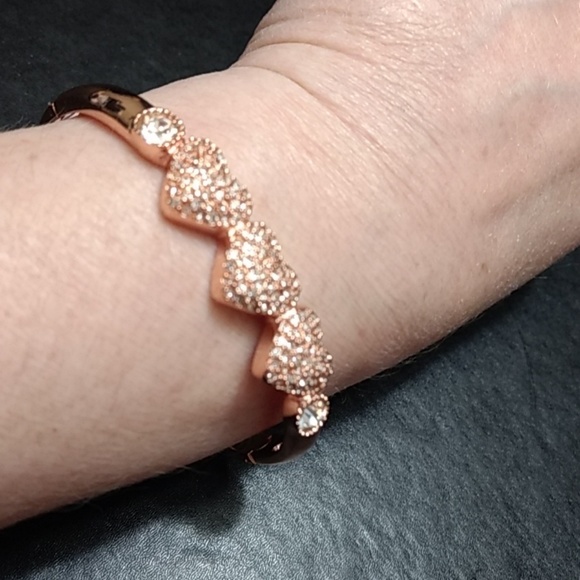 Betsey Johnson Jewelry - Betsey Johnson rose gold tone triple heart bangle